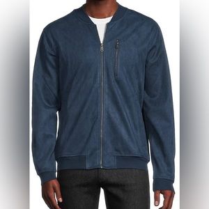 Ben Sherman Men's Navy Faux Suede Soft Bomber Jacket